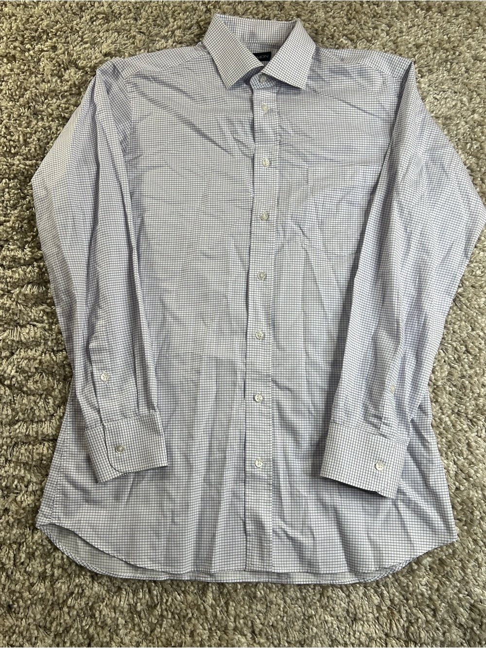Men's Light Blue Micro-Check Dress Shirt - Classic Fit